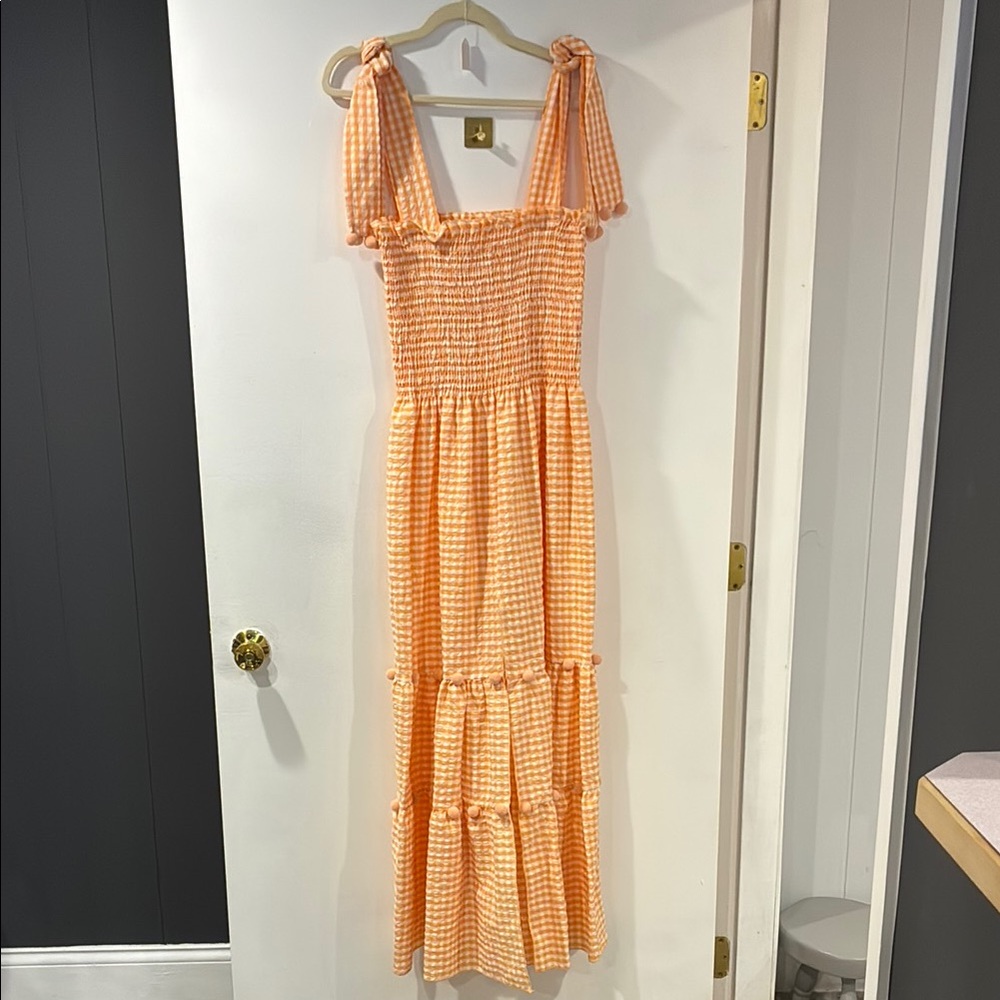 Gingham Orange Sherbet Maxi Dress